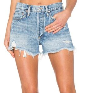 Agolde Light Blue Distressed Jean Shorts